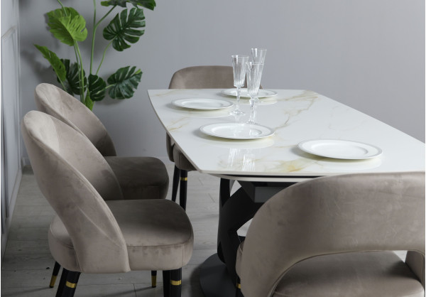 Керамический стол раскладной обеденный Prestol Ричмонд Молочный глянец 90х160 (240) см-3