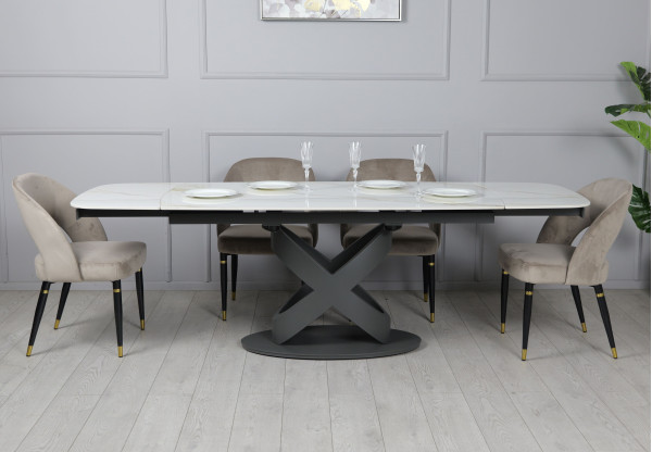 Керамический стол раскладной обеденный Prestol Ричмонд Молочный глянец 90х160 (240) см-2