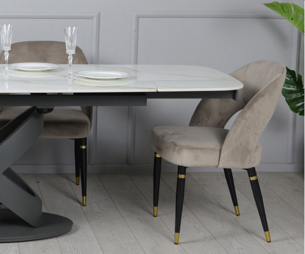 Керамический стол раскладной обеденный Prestol Ричмонд Молочный глянец 90х160 (240) см-4