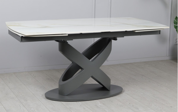 Керамический стол раскладной обеденный Prestol Ричмонд Молочный глянец 90х160 (240) см-6