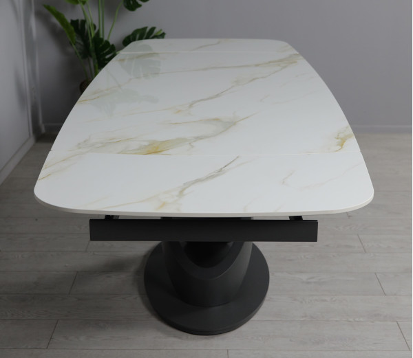 Керамический стол раскладной обеденный Prestol Ричмонд Молочный глянец 90х160 (240) см-8