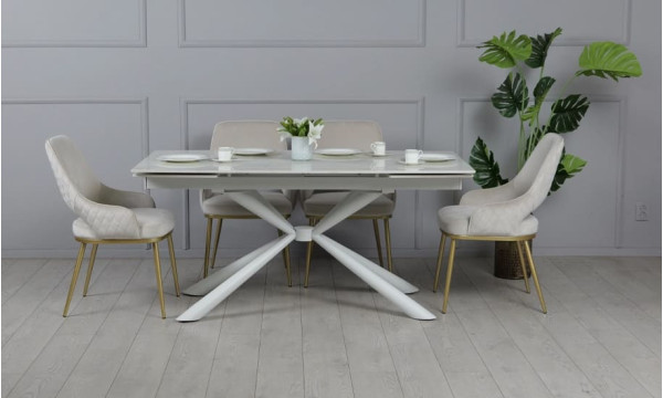 Керамічний стіл розкладний обідній Prestol Рим Білий 90х160 (240) см-1