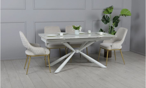 Керамічний стіл розкладний обідній Prestol Рим Білий 90х160 (240) см-2