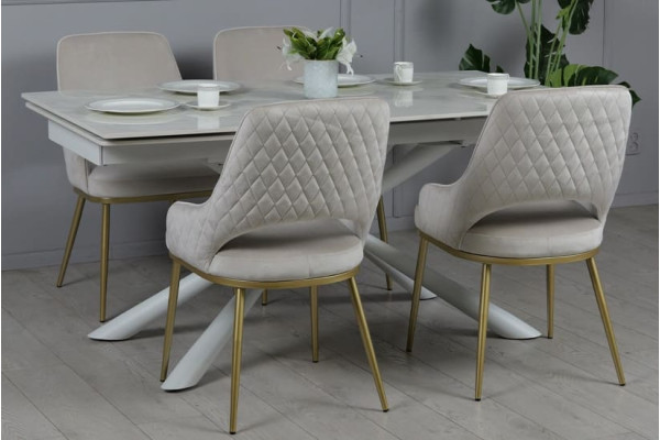 Керамічний стіл розкладний обідній Prestol Рим Білий 90х160 (240) см-3