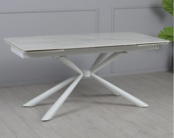 Керамічний стіл розкладний обідній Prestol Рим Білий 90х160 (240) см-6