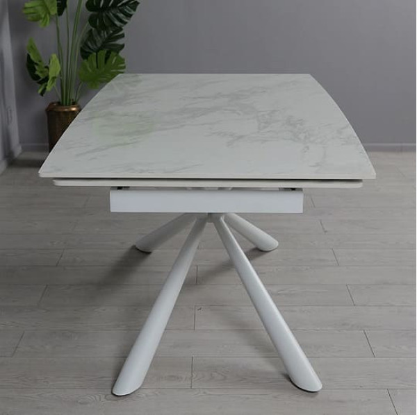 Керамічний стіл розкладний обідній Prestol Рим Білий 90х160 (240) см-7