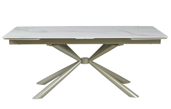 Керамічний стіл розкладний обідній Prestol Рим Білий/шампань 90х180 (260) см-12