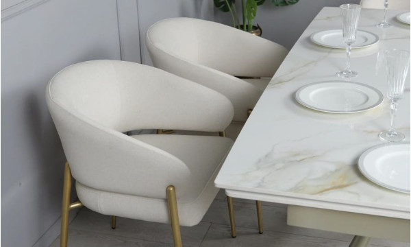 Керамічний стіл розкладний обідній Prestol Рим Білий/шампань 90х180 (260) см-7