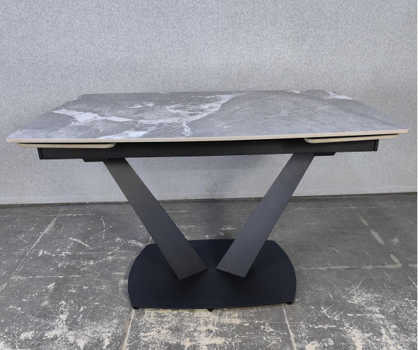 Керамический стол раскладной обеденный Prestol Саймон Серый глянец 80х120 (180) см-0