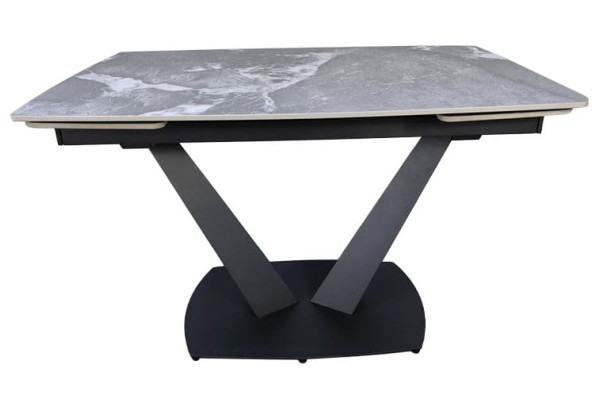 Керамический стол раскладной обеденный Prestol Саймон Серый глянец 80х120 (180) см-5