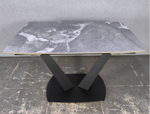 Керамический стол раскладной обеденный Prestol Саймон Серый глянец 80х120 (180) см-1