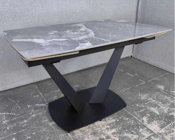 Керамический стол раскладной обеденный Prestol Саймон Серый глянец 80х120 (180) см-2