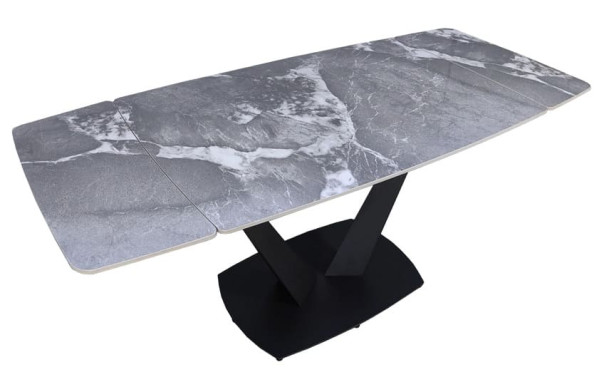 Керамический стол раскладной обеденный Prestol Саймон Серый глянец 80х120 (180) см-6