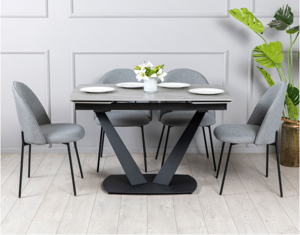 Керамический стол раскладной обеденный Prestol Саймон Серый матовый 80х120 (180) см-0