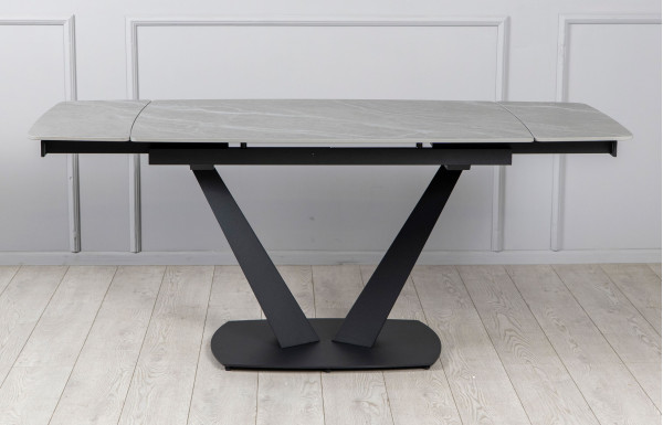 Керамический стол раскладной обеденный Prestol Саймон Серый матовый 80х120 (180) см-6