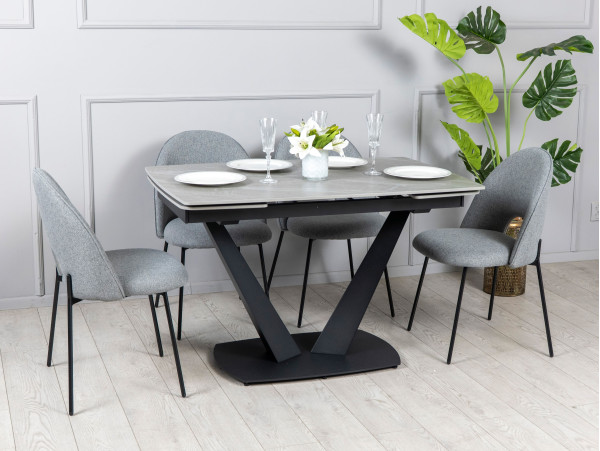 Керамический стол раскладной обеденный Prestol Саймон Серый матовый 80х120 (180) см-2