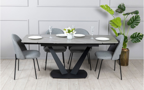 Керамический стол раскладной обеденный Prestol Саймон Серый матовый 80х120 (180) см-1