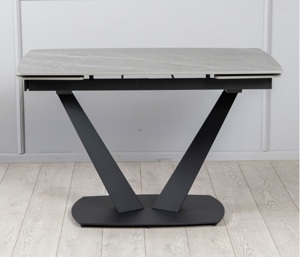 Керамический стол раскладной обеденный Prestol Саймон Серый матовый 80х120 (180) см-4