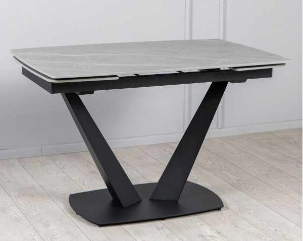 Керамический стол раскладной обеденный Prestol Саймон Серый матовый 80х120 (180) см-5