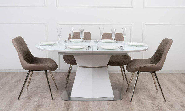 Стіл розкладний обідній Prestol Даймонд Білий 140-180 см-5