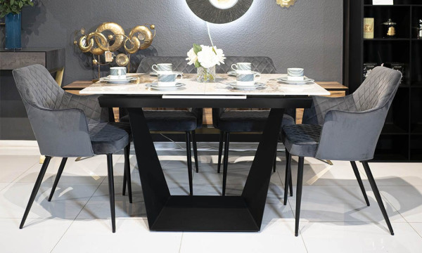 Керамічний стіл розкладний обідній Prestol Пандора Коричневий 120-160 см-8