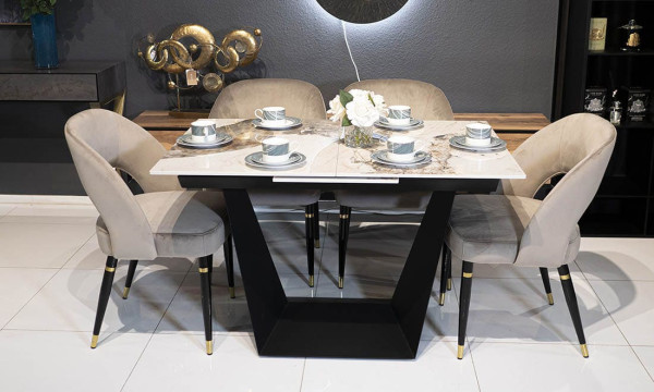 Керамічний стіл розкладний обідній Prestol Пандора Коричневий 120-160 см-9