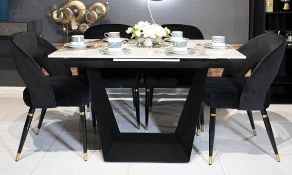 Керамічний стіл розкладний обідній Prestol Пандора Коричневий 120-160 см-10