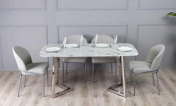 Стіл обідній Prestol Ріміні Білий-срібло 160 см-1