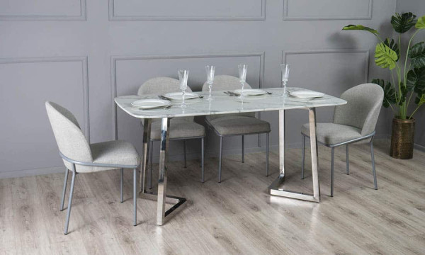 Стіл обідній Prestol Ріміні Білий-срібло 160 см-5