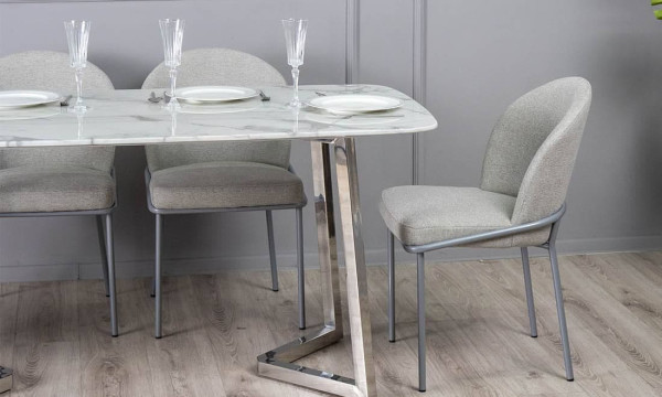 Стіл обідній Prestol Ріміні Білий-срібло 160 см-6