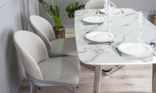 Стіл обідній Prestol Ріміні Білий-срібло 160 см-4