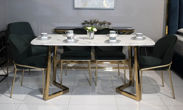 Стіл обідній Prestol Ріміні Білий-золото 160 см-4