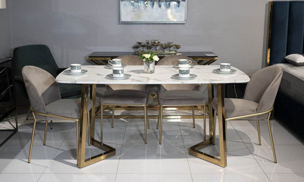 Стіл обідній Prestol Ріміні Білий-золото 160 см-5