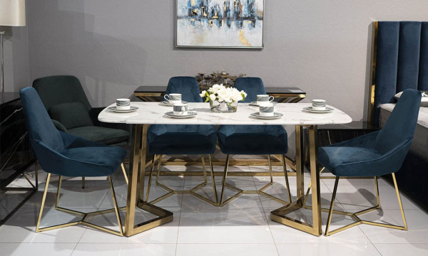 Стіл обідній Prestol Ріміні Білий-золото 160 см-6