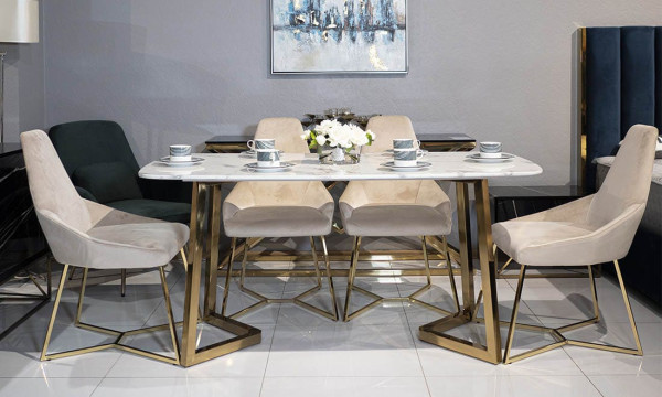Стіл обідній Prestol Ріміні Білий-золото 160 см-7