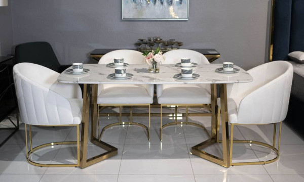 Стіл обідній Prestol Ріміні Білий-золото 160 см-12