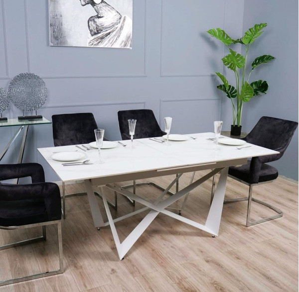 Керамический стол раскладной обеденный Prestol Спирит Белый 180-230 см-0