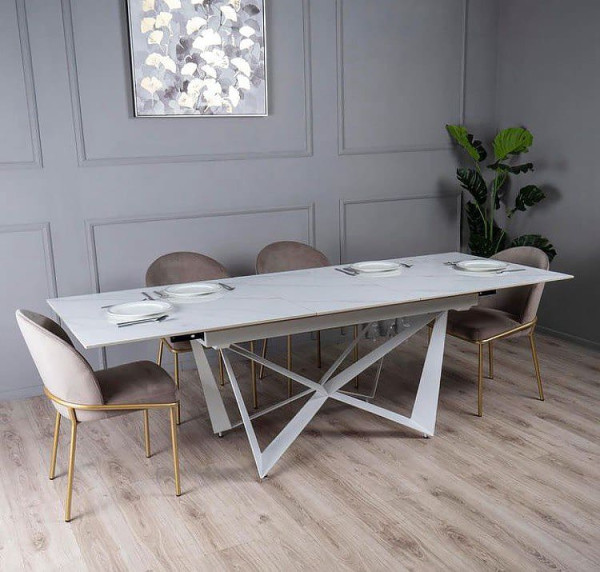 Керамический стол раскладной обеденный Prestol Спирит Белый 180-230 см-1