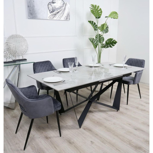 Керамічний стіл розкладний обідній Prestol Спіріт Сірий 180-230 см-2