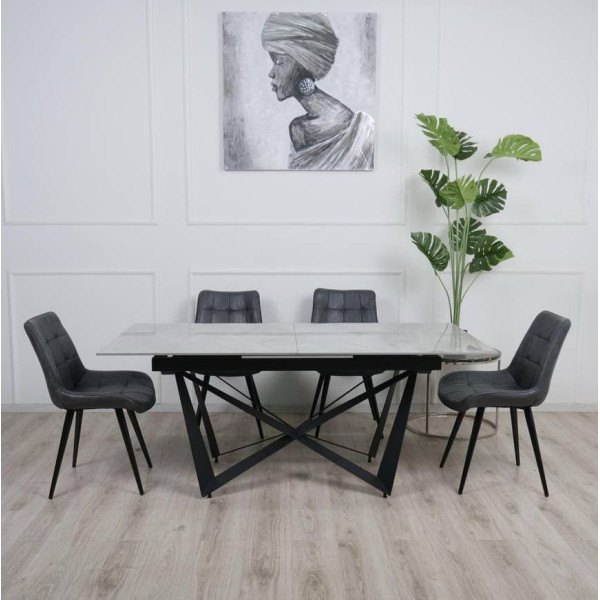 Керамічний стіл розкладний обідній Prestol Спіріт Сірий 180-230 см-0