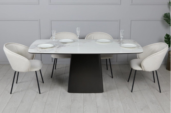 Керамічний стіл обідній Prestol Титан Білий/графіт-0