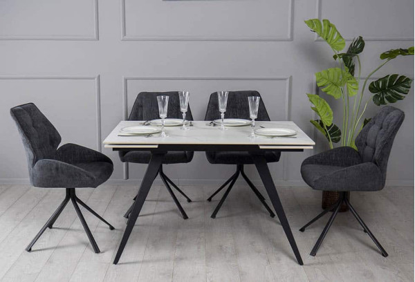 Керамічний стіл розкладний обідній Prestol Торі Білий матовий 80х120 (180) см-3