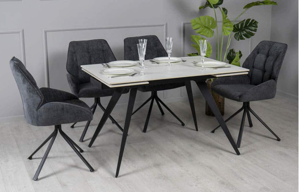 Керамічний стіл розкладний обідній Prestol Торі Білий матовий 80х120 (180) см-4