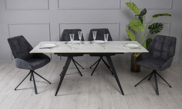 Керамічний стіл розкладний обідній Prestol Торі Білий матовий 80х120 (180) см-5