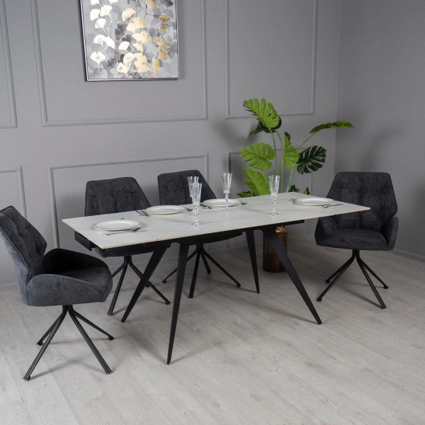 Керамічний стіл розкладний обідній Prestol Торі Білий матовий 80х120 (180) см-1