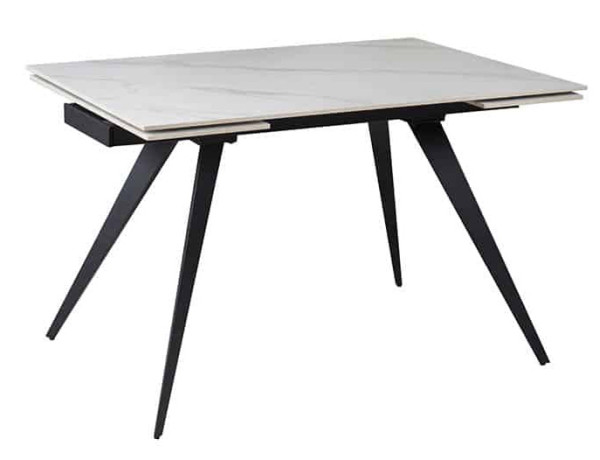 Керамічний стіл розкладний обідній Prestol Торі Білий матовий 80х120 (180) см-8