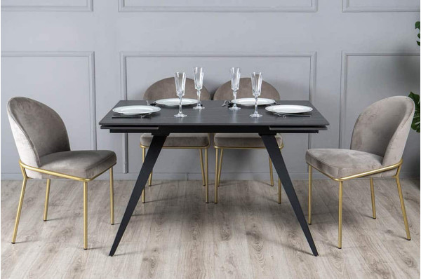 Керамічний стіл розкладний обідній Prestol Торі Чорний матовий 80х120 (180) см-4