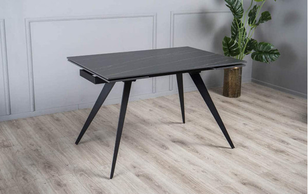 Керамічний стіл розкладний обідній Prestol Торі Чорний матовий 80х120 (180) см-8