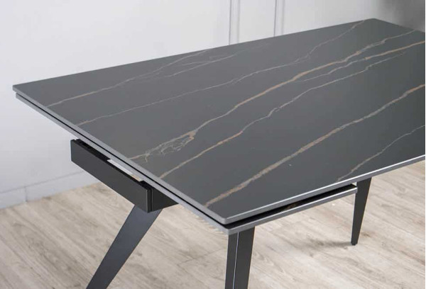 Керамічний стіл розкладний обідній Prestol Торі Чорний матовий 80х120 (180) см-9