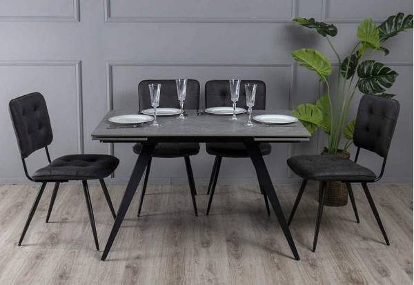 Керамічний стіл розкладний обідній Prestol Торі Сірий матовий 80х120 (180) см-4